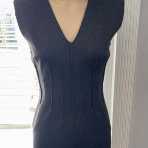 Dark Gray Sleeveless V-Neck Dress